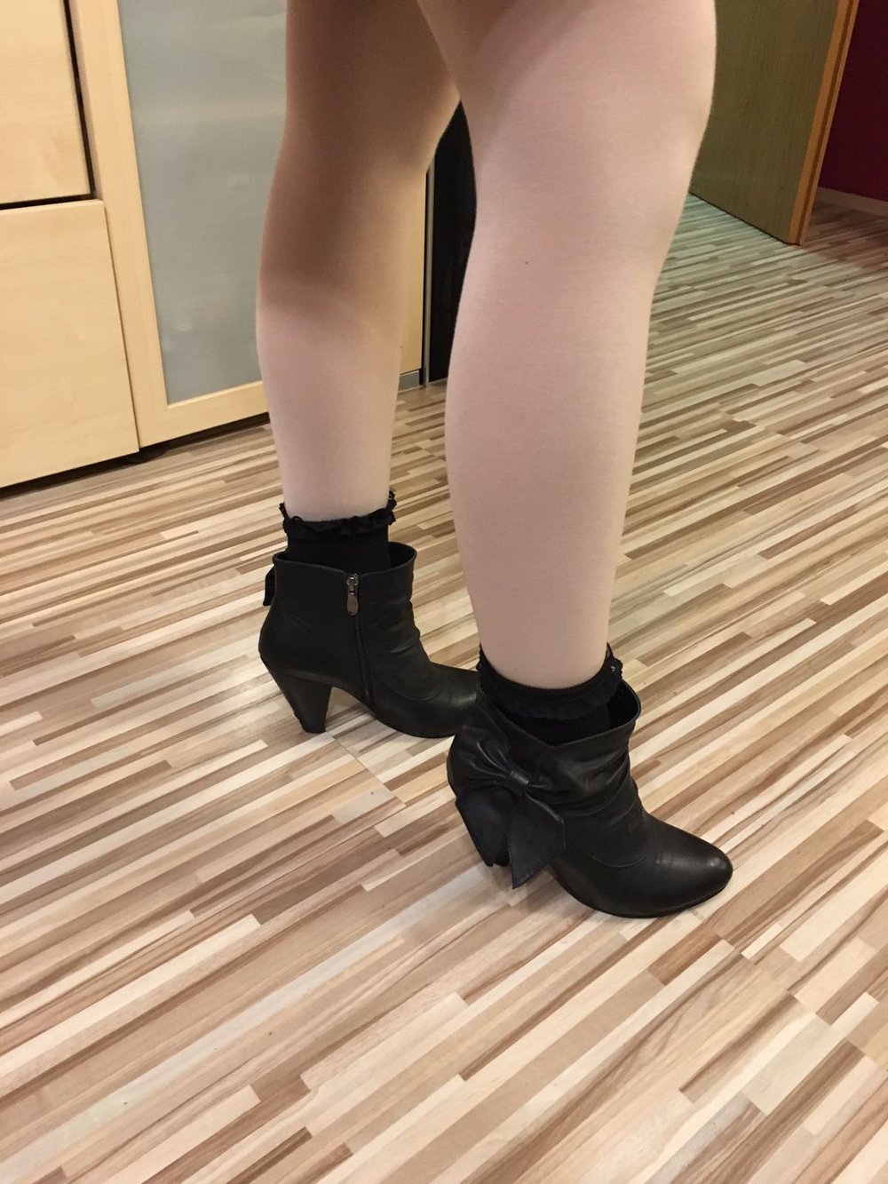Schwarze Stiefel Stiefeletten Lolita Schleife