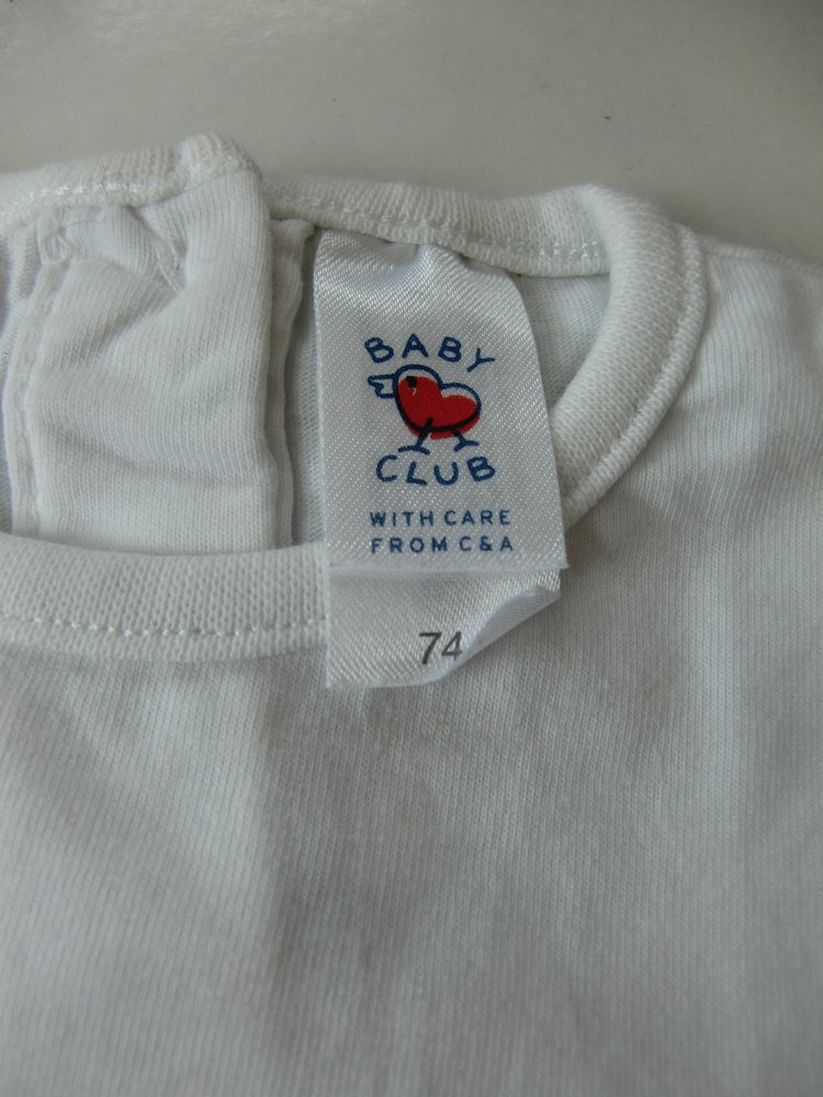 T-shirt2 Babyclub 74 weiß basic 100% Baumwolle